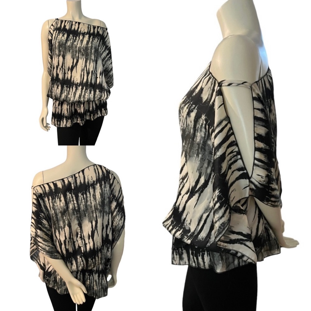 Janette Plus | Black White Zebra Print Boho Top | Size 3XL